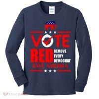 Republican Voter Vote Red Remove Democrat Save America Kids Long Sleeve Shirt thumb 0