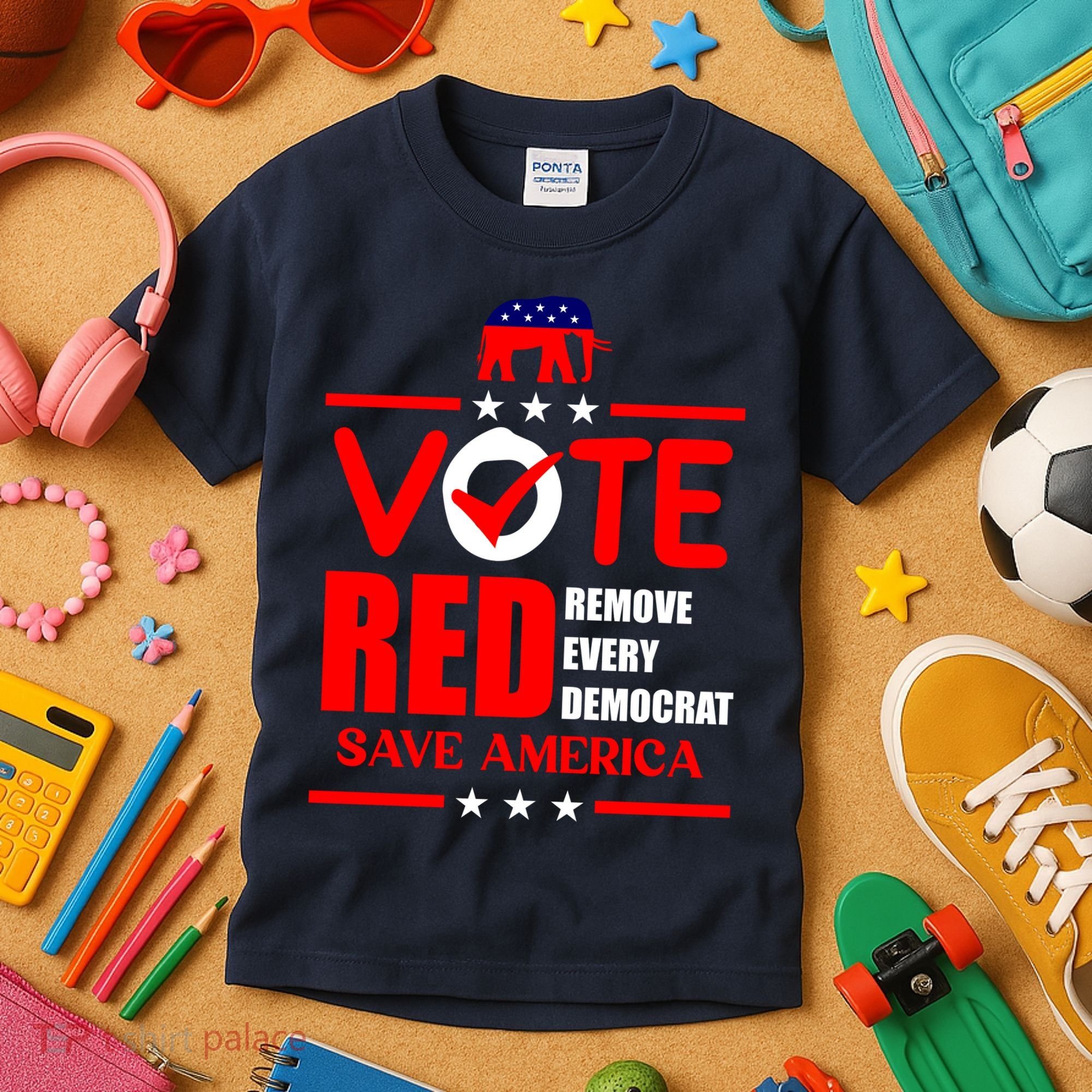 Republican Voter Vote Red Remove Democrat Save America Kids T-Shirt