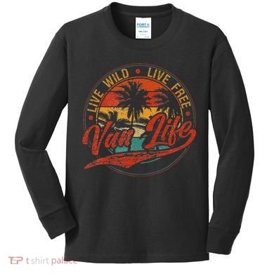Retro Vintage Van Life Kids Long Sleeve Shirt
