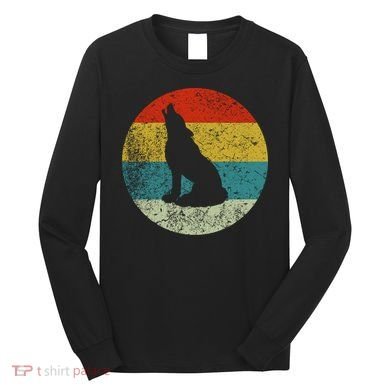 Retro Vintage Wolf Dog Long Sleeve Shirt