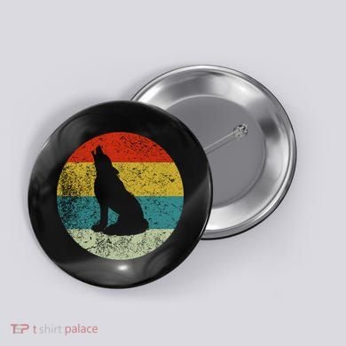 Retro Vintage Wolf Dog Button
