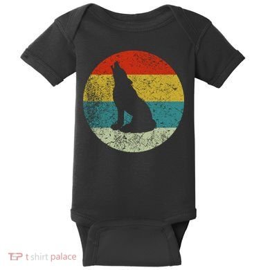 Retro Vintage Wolf Dog Baby Bodysuit
