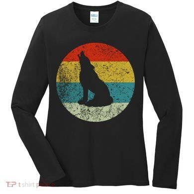Retro Vintage Wolf Dog Women's Long Sleeve Shirt