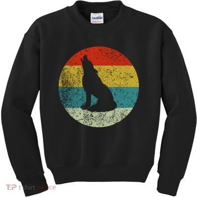 Retro Vintage Wolf Dog Kids Sweatshirt