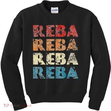 Reba Vintage Wordmark Pattern Retro Style Kids Sweatshirt