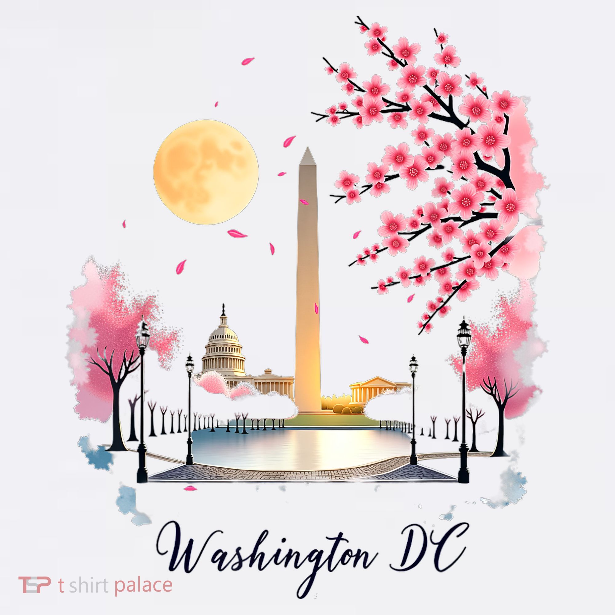 Retro Vintage Washington DC Pride Souvenir Blossom  T-Shirt