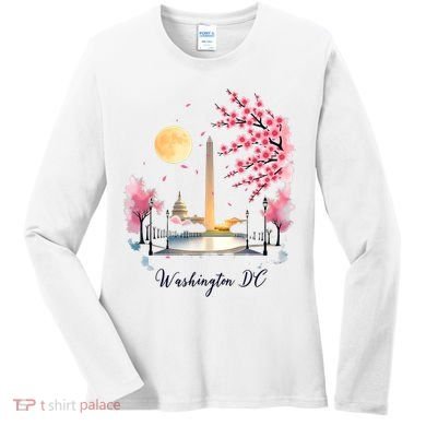 Retro Vintage Washington DC Pride Souvenir Blossom  Women's Long Sleeve Shirt