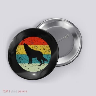 Retro Vintage Wolf Button