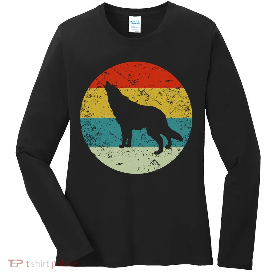 Retro Vintage Wolf Women's Long Sleeve Shirt