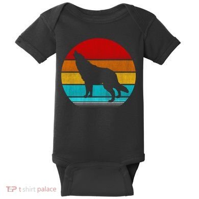Retro Vintage Wolf Baby Bodysuit