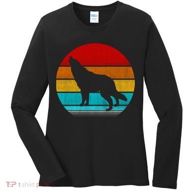 Retro Vintage Wolf Women's Long Sleeve Shirt