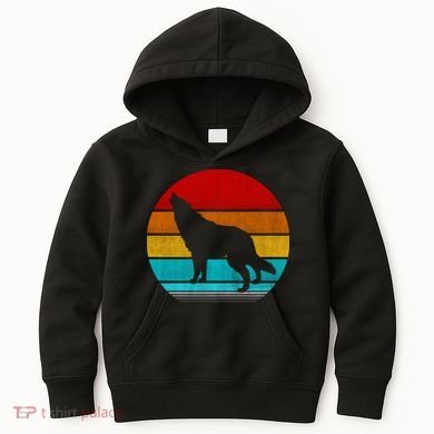 Retro Vintage Wolf Kids Hoodie