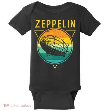 Retro Vintage Zeppelin 70s 80s Dirigible Airship Baby Bodysuit