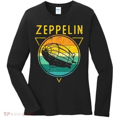 Retro Vintage Zeppelin 70s 80s Dirigible Airship Women's Long Sleeve Shirt