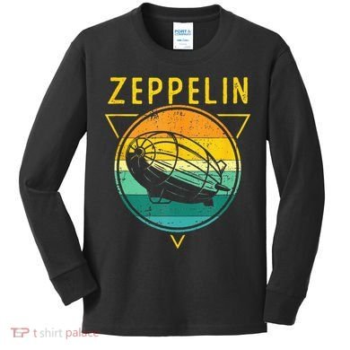 Retro Vintage Zeppelin 70s 80s Dirigible Airship Kids Long Sleeve Shirt