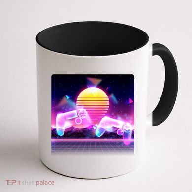 Retro Wave 80's Video Game Controllers Coffee Mug back