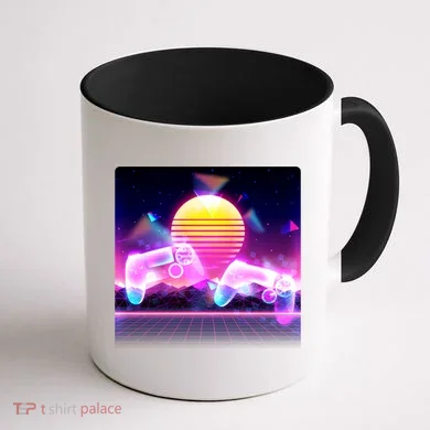 Retro Wave 80's Video Game Controllers Coffee Mug back