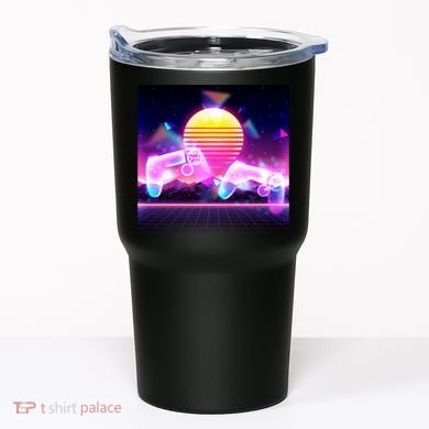 Retro Wave 80's Video Game Controllers Tumbler