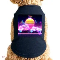 Retro Wave 80's Video Game Controllers Doggie Tank thumb 0