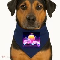 Retro Wave 80's Video Game Controllers USA-Made Doggie Bandana thumb 1