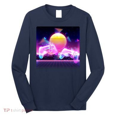 Retro Wave 80's Video Game Controllers Long Sleeve Shirt