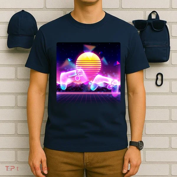 Retro Wave 80's Video Game Controllers T-Shirt