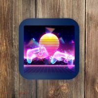Retro Wave 80's Video Game Controllers Coaster thumb 0