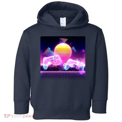 Retro Wave 80's Video Game Controllers Toddler Hoodie