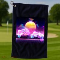 Retro Wave 80's Video Game Controllers Golf Towel thumb 1