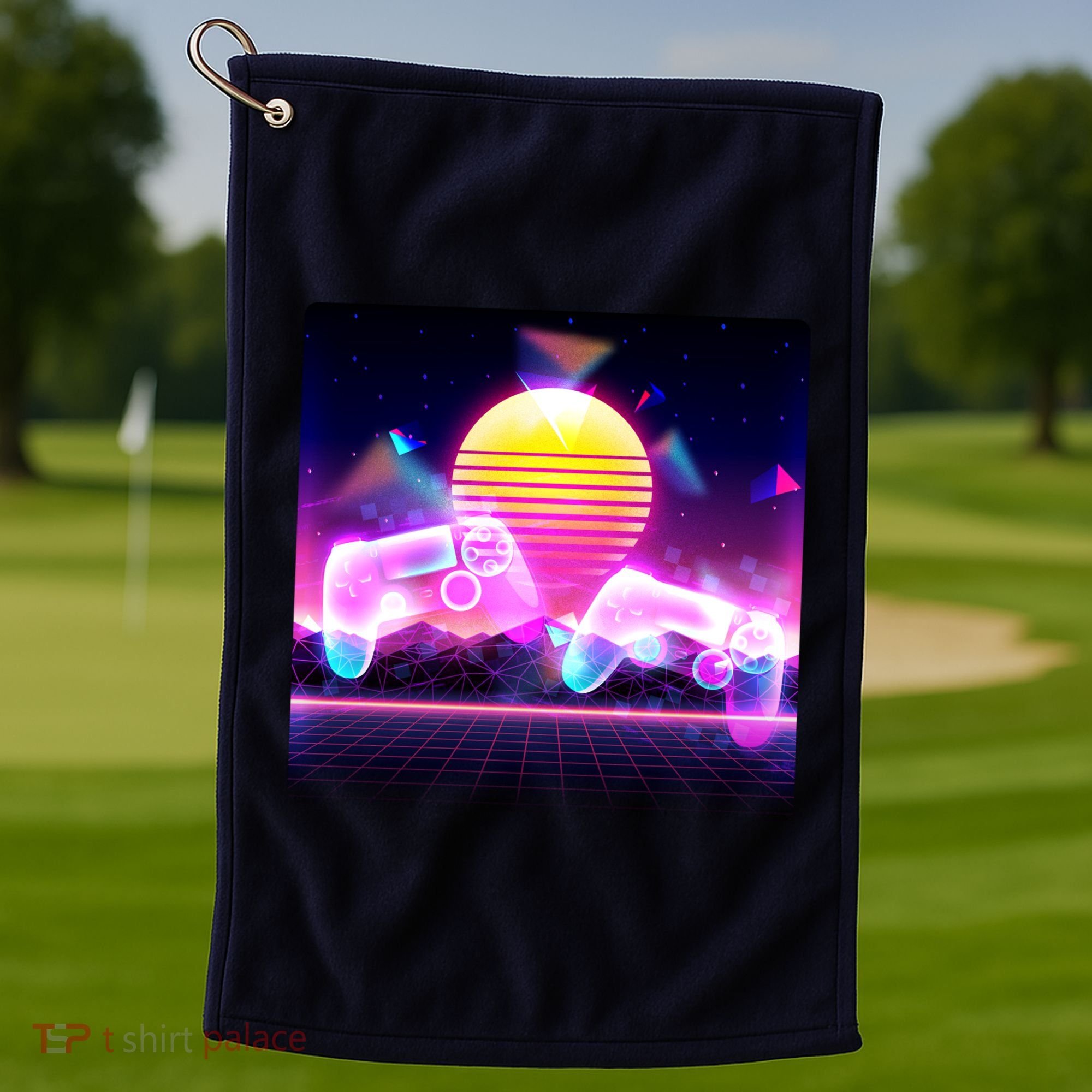 Retro Wave 80's Video Game Controllers Golf Towel