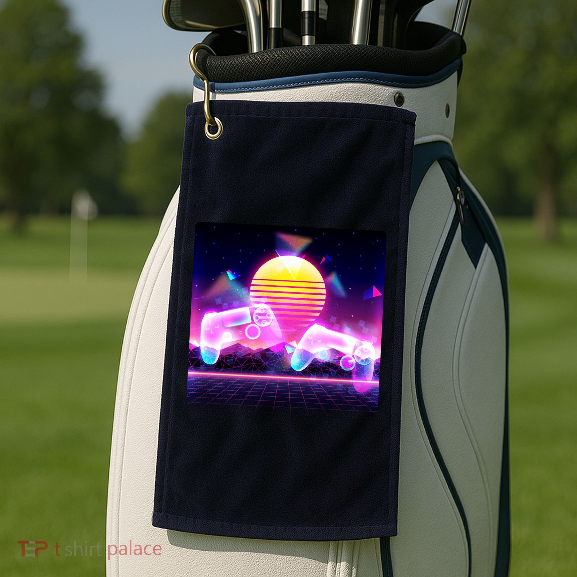 Retro Wave 80's Video Game Controllers Golf Towel