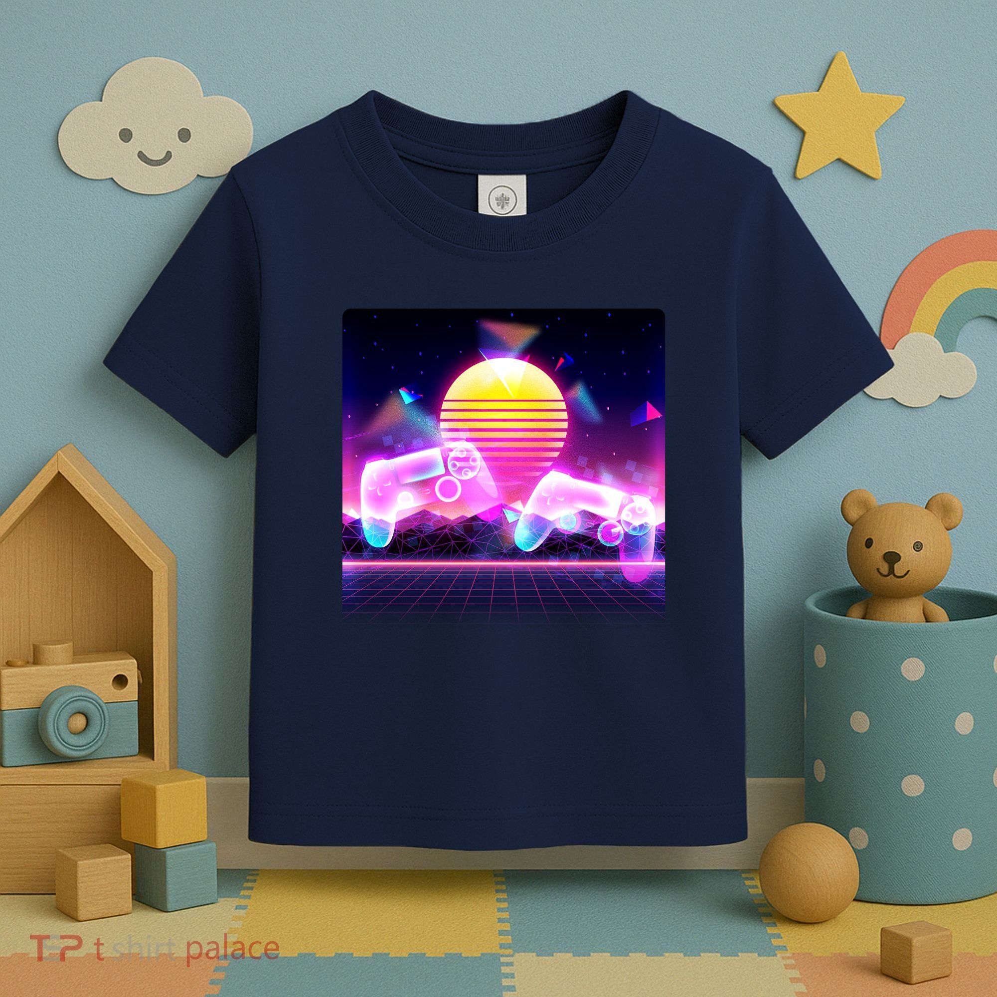 Retro Wave 80's Video Game Controllers Toddler T-Shirt