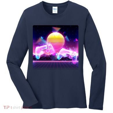 Retro Wave 80's Video Game Controllers Women's Long Sleeve Shirt