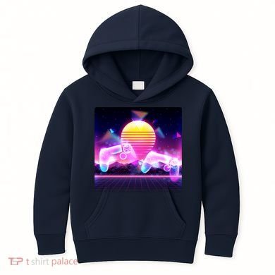 Retro Wave 80's Video Game Controllers Kids Hoodie