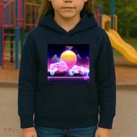 Retro Wave 80's Video Game Controllers Kids Hoodie thumb 3
