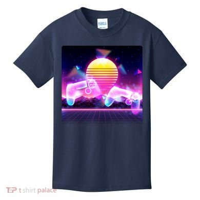Retro Wave 80's Video Game Controllers Kids T-Shirt