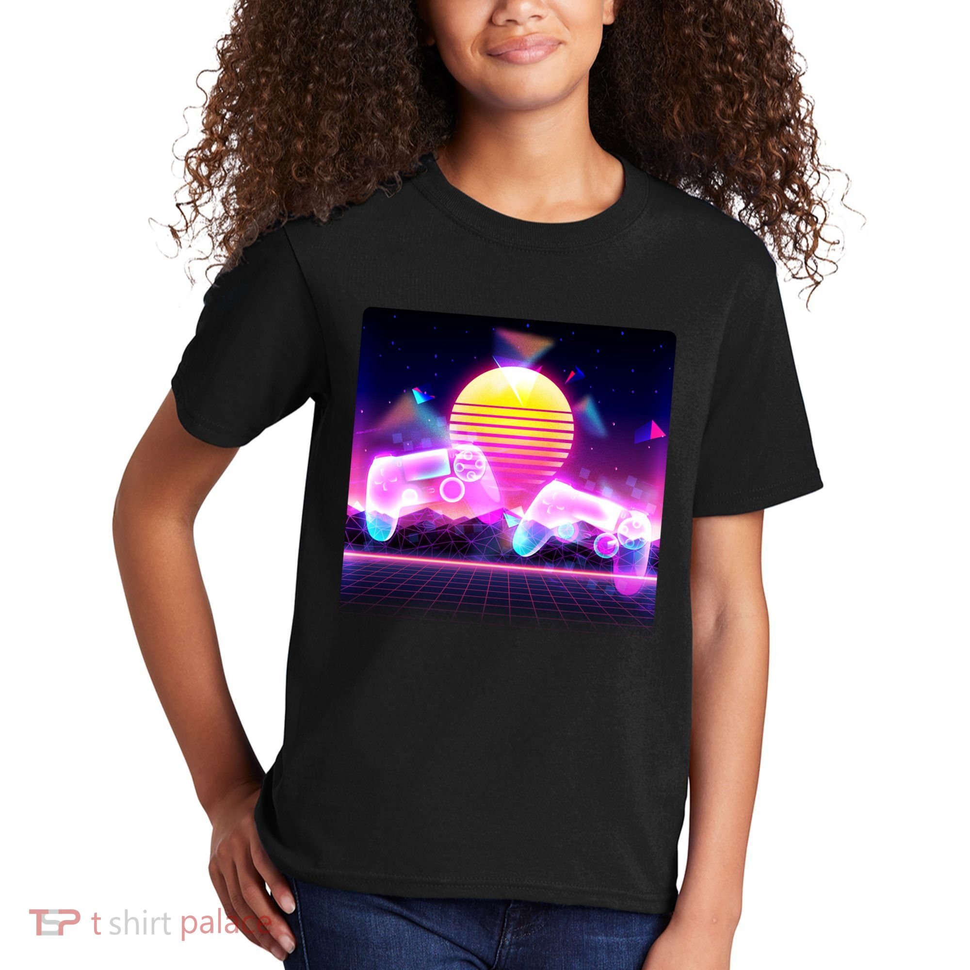 Retro Wave 80's Video Game Controllers Kids T-Shirt