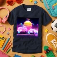 Retro Wave 80's Video Game Controllers Kids T-Shirt thumb 3