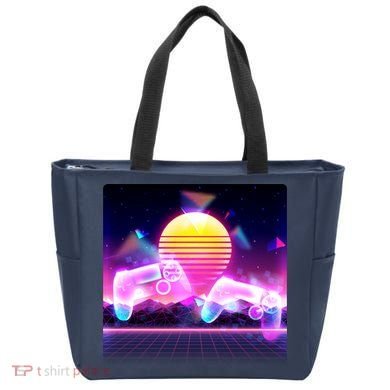 Retro Wave 80's Video Game Controllers Tote Bag