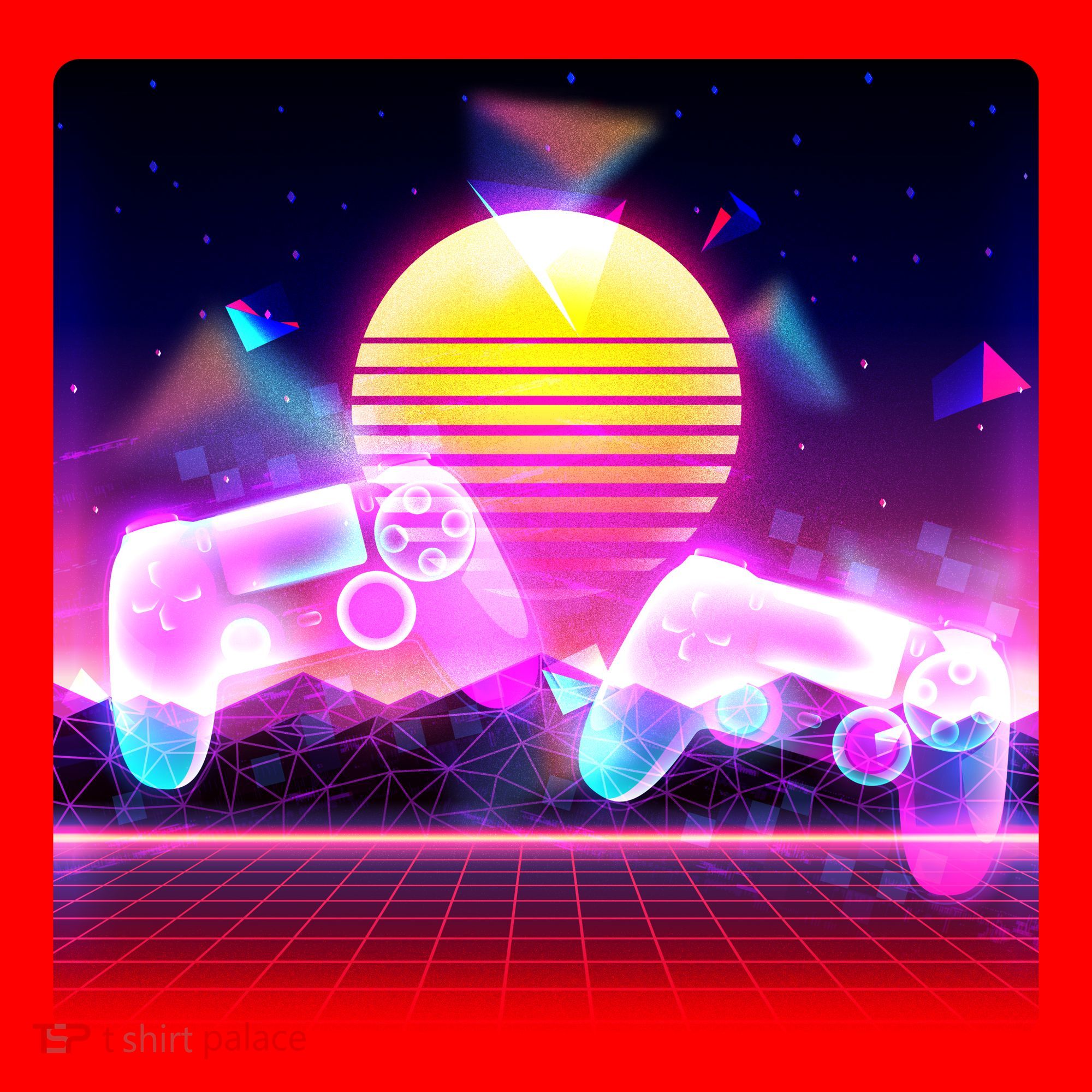 Retro Wave 80's Video Game Controllers Santa Hat