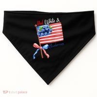 Red, White And Blueberries American USA Flag USA-Made Doggie Bandana thumb 0