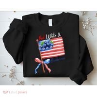 Red, White And Blueberries American USA Flag Sweatshirt thumb 2