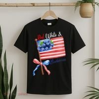 Red, White And Blueberries American USA Flag T-Shirt thumb 2
