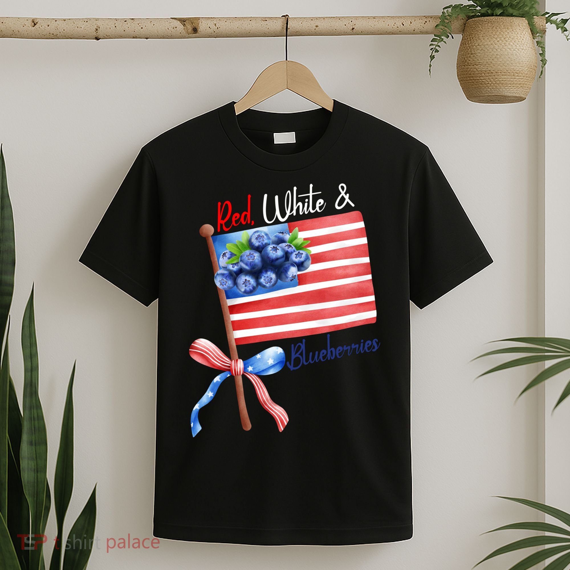 Red, White And Blueberries American USA Flag T-Shirt