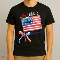 Red, White And Blueberries American USA Flag T-Shirt thumb 3