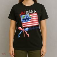 Red, White And Blueberries American USA Flag T-Shirt thumb 4