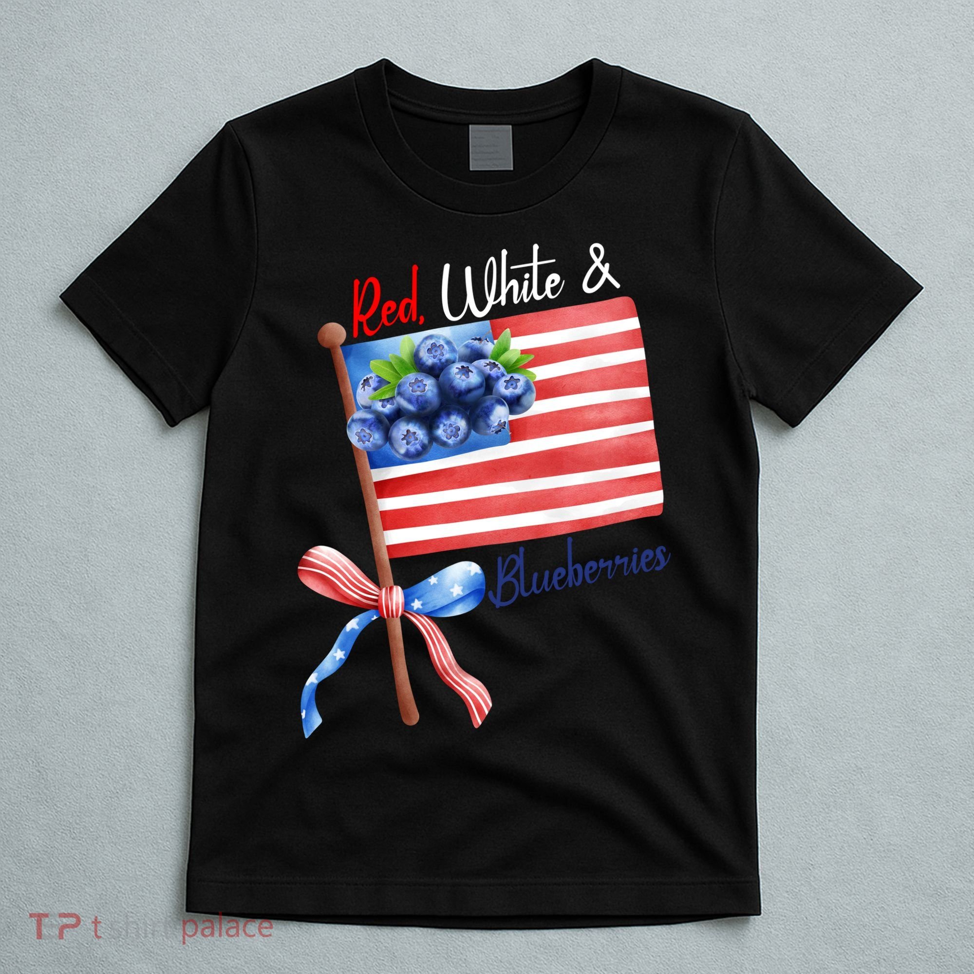 Red, White And Blueberries American USA Flag T-Shirt