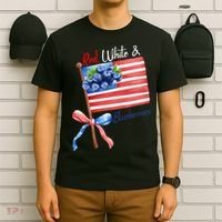 Red, White And Blueberries American USA Flag T-Shirt thumb 6