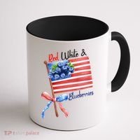 Red, White And Blueberries American USA Flag Coffee Mug thumb 1