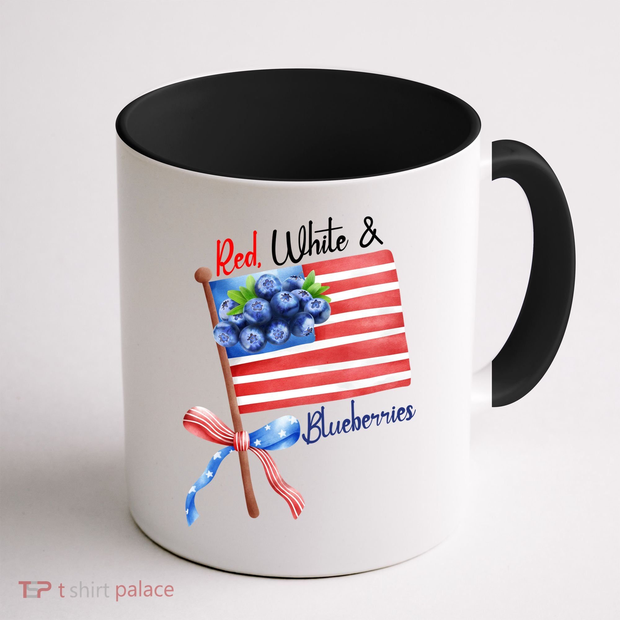 Red, White And Blueberries American USA Flag Coffee Mug